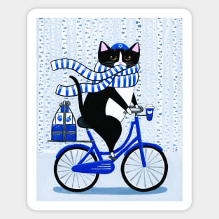 Hanukkah Bicycle Ride Cat Sticker